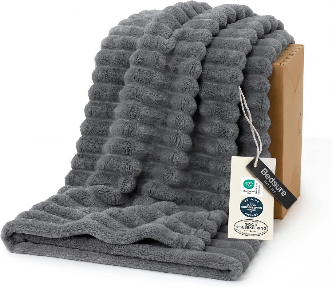 Bedsure GentleSoft Frost Gray Twin Blanket for Bed - Cozy Soft Blankets for Women, Cute Large Throws for Girls, 66x90 Inches