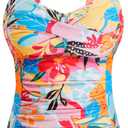 Underwire Tankini Tops for Women - Tummy Control Swim Top Only 2025 Twist Front Bathing Suit Top No Bottom (L)