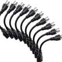 Miady Short Power Extension Cord Outlet Saver, 16AWG/13A, 3 Prong (10 Pack, Black, 8 Inch, ETL Listed)