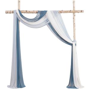 Floroom Wedding Arch Draping Fabric 3 Panels 20Ft Chiffon Fabric Drapes Arbor Drapery Wedding Ceremony Reception Swag Decorations (Dusty Blue +Powder Blue +White)