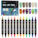 24 Color 3D Nail Art Polish Pens Set, Kalolary Nail Art Markers Point Graffiti Dotting Pen Drawing Painting Liner Double Headed Acrylic Paint for DIY Nail Art