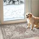 Washable 2x3 Entryway Area Rug: Vintage Non-Slip Backing Rugs for Kitchen Bathroom Water Resistant Carpet for Bedroom Soft Low Pile Front Door Mat for Dining Room 2x3 Brown