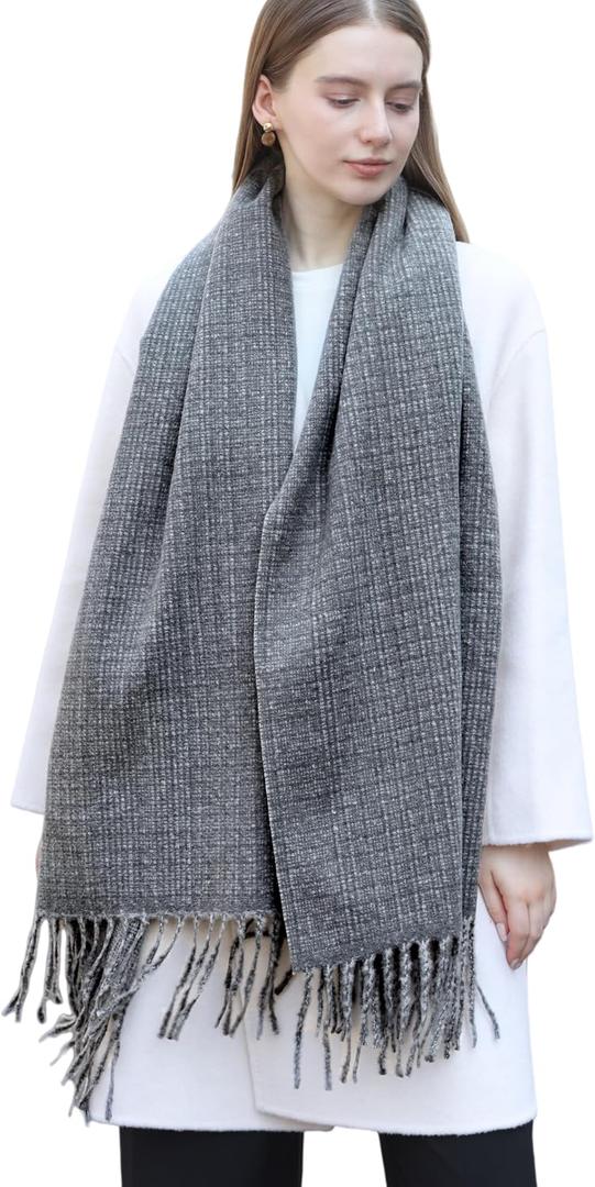 Wander Agio Unisex Scarves Pure Cozy Winter Warm Wrap Ribbed Shawl for Men Women Fall Soft Textured Fashion Solid Scarf