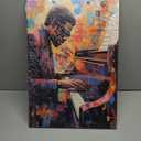 CXHOSTENT Black Jazz Canvas Wall Art Abstract Black Music Painting Prints African American Picture Musical Instruments Artwork for Men Room Decor Framed (Red, 16.00" x 24.00")