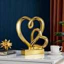 Wedding Anniversary Couples Gifts-Two Hearts Decor Resin Statue,1st to 50th for Her/Him,Engagement Present, Shimmering Love Symbol for Couple, Romantic Home Accent