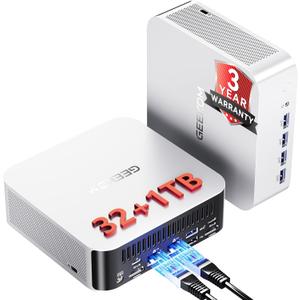 GEEKOM A9 Max AI Mini PC, with AMD Ryzen AI 9 HX 370 (80 Tops), Copilot+ PC, Radeon 890M, 32GB DDR5 (Not LPDDR), 1TB SSD, Win 11 Pro, WiFi 7, BT 5.4, USB4, HDMI 2.1, Dual 2.5GbE, 8K (1, TB)