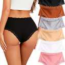 Sth Big Cotton Underwear for Women High Waisted Womens Underwear Pack Sexy Lace Edge Bikini Cheeky Panties Girls Brief (XL)