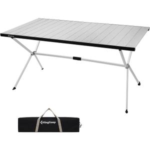 KingCamp Camping Table Roll up Aluminum Folding Table Lightweight Large Portable Foldable Camp Table for Picnic Camping Barbecue Backyard Beach Tailgate Indoor Outdoor, 4-6 Person, Support 176lbs, L Large X 47.2" x 31.4" x 27.5"