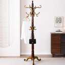 Wooden Coat Racks, Retro 78" Coat Tree with 12 Hooks & Stable Triangular Base, Entryway Coat Rack Freestanding for Hat, Clothes, Scarves, Handbags, Umbrella (Vintage)