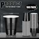 100 Pack Black Plastic Cups 12 oz,Disposable Cups for Party,Heavy Duty Drinking Cup,Graduation Shot Cups for Wedding Birthday Beer Taste Serving Snack Sample Tastings Barbecues Picnic