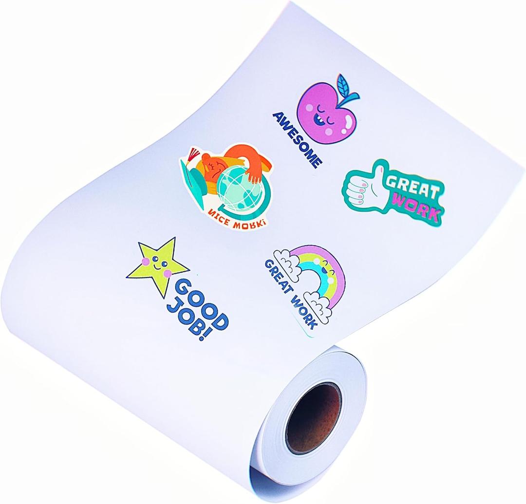 13 inch x 65.6 ft Printable Vinyl Sticker Paper Roll, Matte White Water-Resistant Sticker Paper Labels for Roll-feed Inkjet Printer with 2 inch Core