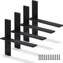 Floating Shelf Bracket 3/8" Thick Heavy Duty Shelf Brackets 4 Pack Free Hanging Countertop Support Bracket 12" Lx2.5 W Floating Wall Brackets for Cabinets, Granite, Dishwasher, Bench Seats Vanities