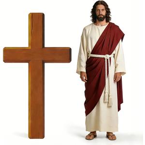 5.25 FT Easter Large Cross Cardboard Cutout, Life Size Christian Cross Stand Up Decoration, He is Risen Jesus Christ Catholic Religious Photo Props for Easter Baptism Church Sunday School