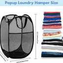 DUCOO Pop Up Laundry Hamper, 70L Collapsible Mesh Laundry Basket with Side Pocket, Foldable Dirty Clothes Hamper with Sturdy Reinforced Handles for Home Dorm Bedroom Travel Bathroom Storage, Black