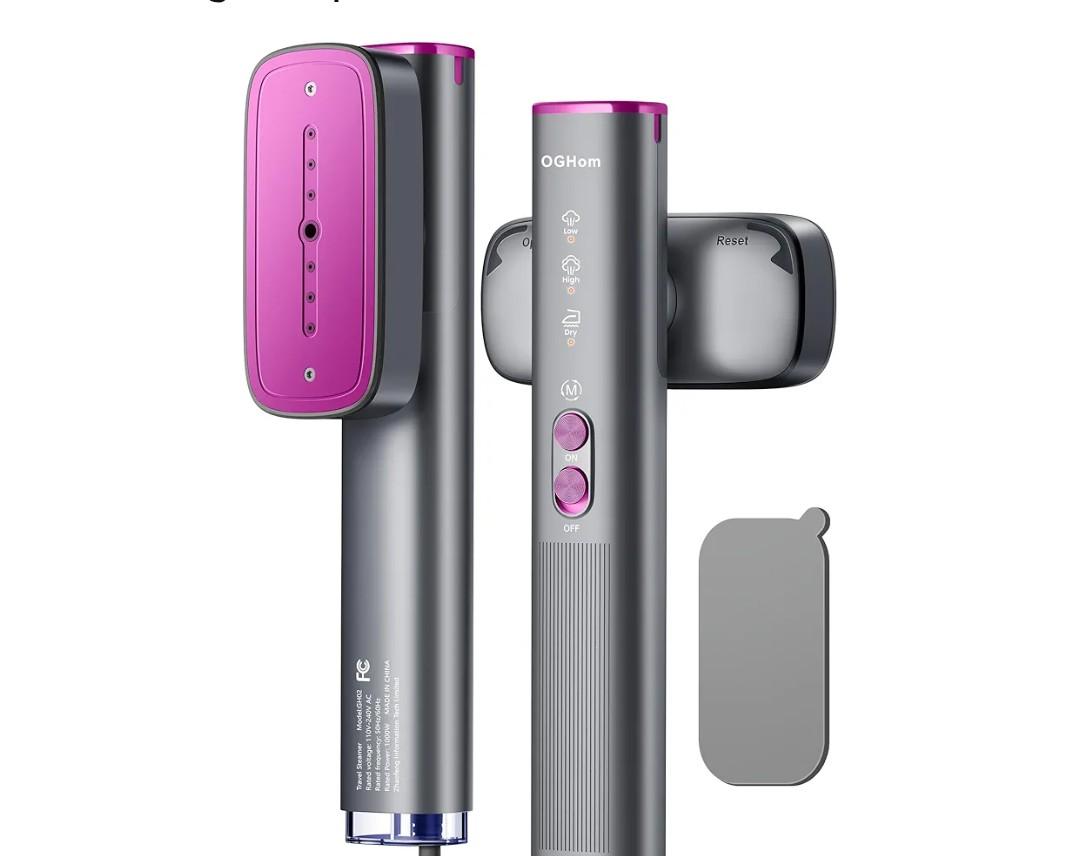 OGHom Steamer for Clothes, 110-240V Travel Steamer & Iron 2 in 1, 1000W Powerful Steam, Portable Handheld Garment Wrinkle Remover, 30s Fast Heat-Up with Dry & 2-Steam Control, for Global & Europe
