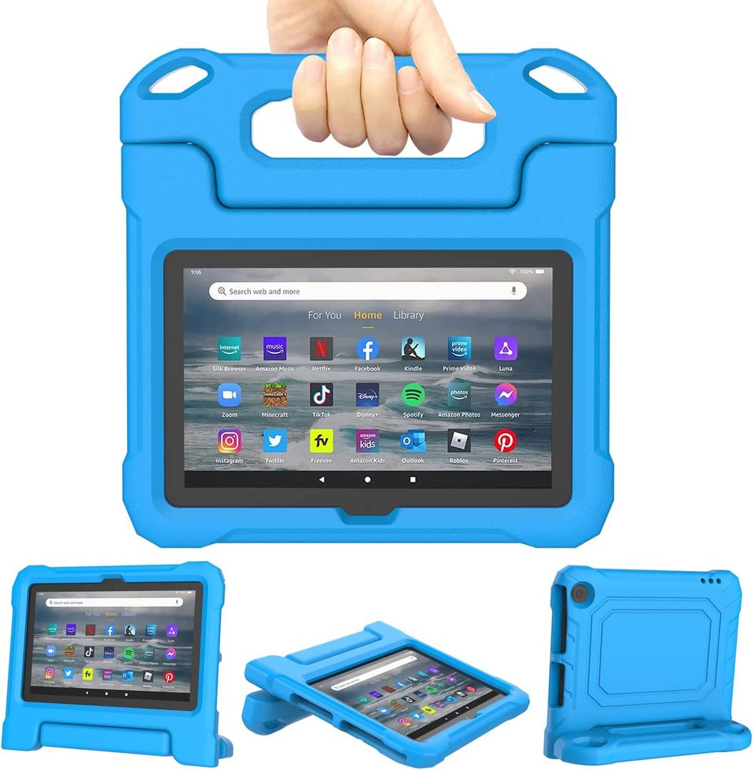 Amazon Fire 7 Tablet Case for Kids(12th Generation, 2022 Release), Lainergie Lightweight Shockproof Kids Friendly Fire 7 Kids Tablet Cover with Handle Stand Incompatible iPad Samsung Lenove, Blue 