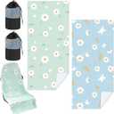 Hahafelt 2 Pack Car Seat Towel Covers with Storage Bag, 63 x 32 Inch Universal Non Slip Waterproof Sweat Protector for Car Truck, Gym Swimming Running, Machine Washable (Daisy)