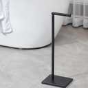 Free Standing Bathroom Toilet Paper Holder Stand with Reserve, Stainless Steel Pedestal Tissue Roll Holder, Black DECLUTTR