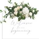 Ling's Moment Wedding Floral Swag Welcome Sign Artificial Flowers Backdrop Garland White Sage Green for Ceremony Reception Door Wall Easel Home Decorations Entryway Faux Outdoor Board Head Table Decor