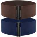 TOURZOO Elastic Belt for Women Wide Waist Corset Belt Cinch Belt Vintage Stretchy Waistband for Dresses,Coffee+Blue,XX-Large