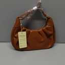 KKXIU Shoulder Bag Crescent Handbag Ruched Purse Underarm Bag Mini Hobo for Women,Detachable Gold Chain Crossbody Bag (Brown)