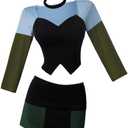 VEECOOCOS Total Drama Island Gwen Cosplay Costume Girls Crop Top and Mini Skirts Halloween Outfits (XX-Large)