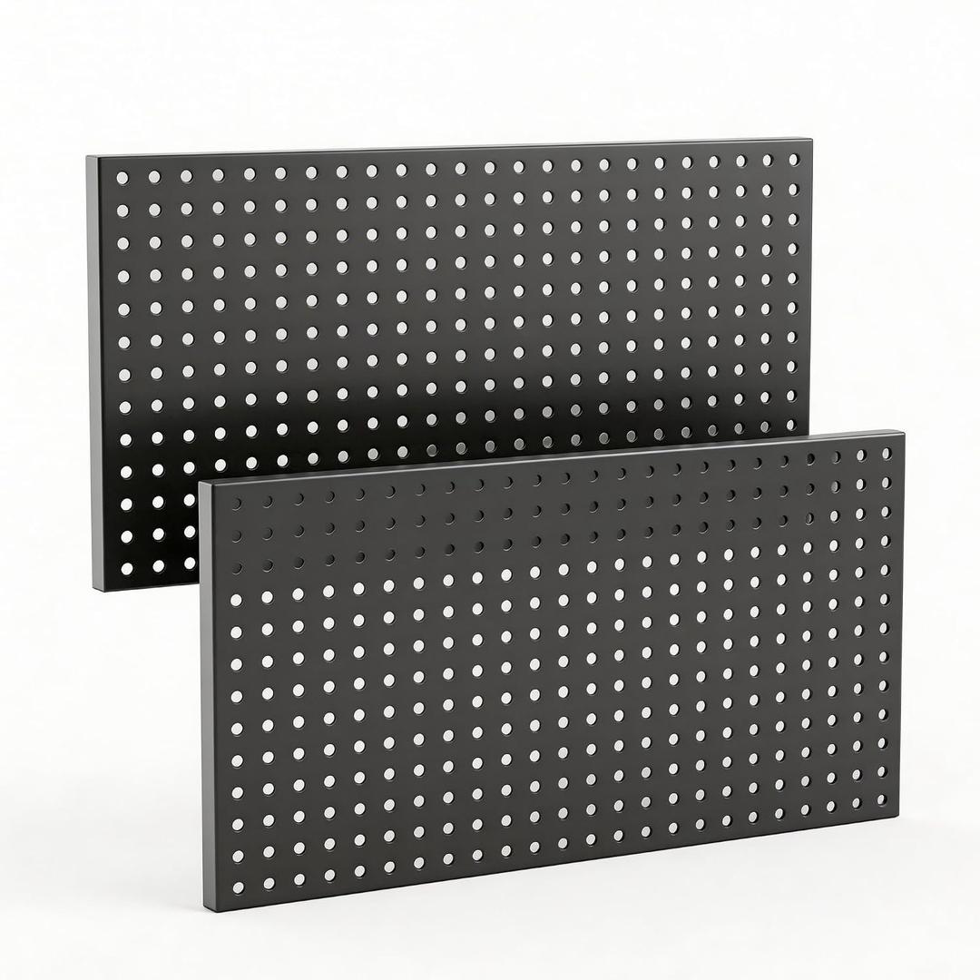 2 Pack Metal Pegboard Panels 24" x 12", Black
Heavy Duty, For Tool Storage, Pegboard Wall Organizer for Garage, Kitchen, Workshop & Office
