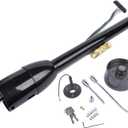 Replacement for GM 28 Inch Tilt Manual Steering Column Floor Shift Hot Rod, with Key & 9 Holes Adapter, Stainless Steel Black Coating
