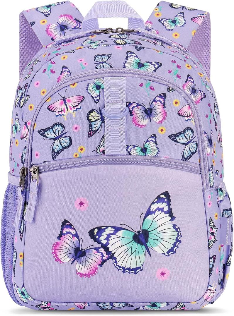 Choco Mocha Butterfly Backpack for Girls, Toddler Backpack for Little Girls Age 3 4, Kids Small Backpacks School Bag 12 Inch, Purple