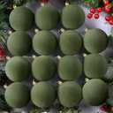 24 Pcs 3.15Inches Velvet Christmas Ball Ornaments, Shatterproof Green Flocked Bulbs Decorations Set, Retro Decorative Hanging Plastic Ornaments for Xmas Tree Holiday Party Dcor