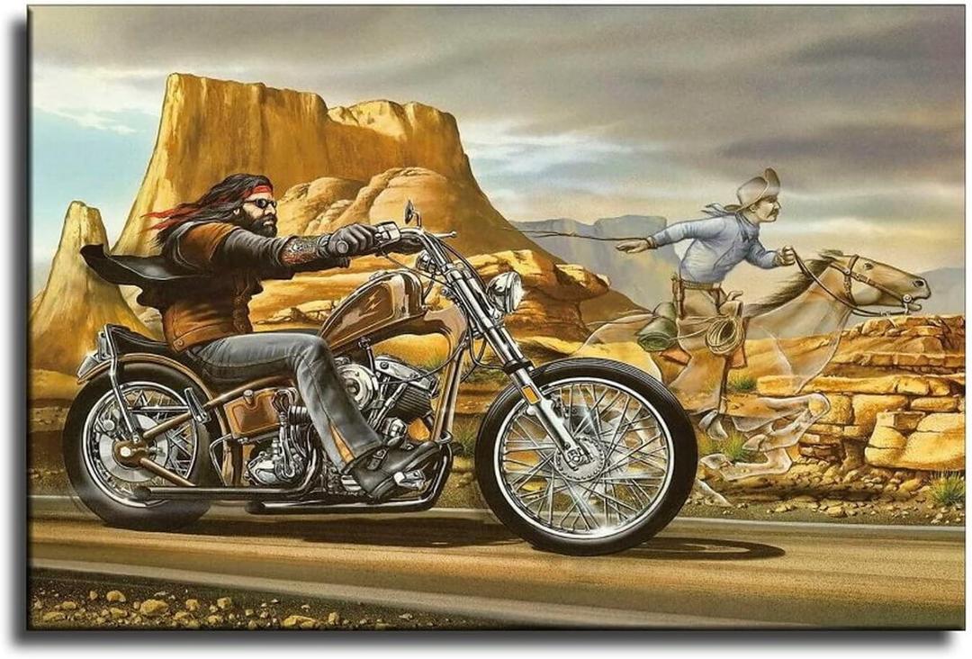 LVUPIIG Ghost-Rider Motorcycle Rider Poster Decorative Painting Canvas Wall Art Living Room Posters Bedroom Painting 16x24inch (40x60cm)