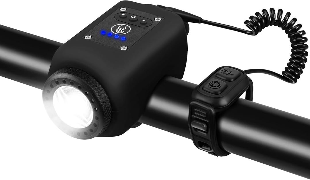 Welltop Bike Horn, 2 in 1 Electric Bike Horn Bike Light, 110 dB Bicycle Horn with 4 Light Modes & 6 Sound Modes, IPX5 Waterproof & USB Rechargeable Bike Lights for Night Riding for Adults & Kids