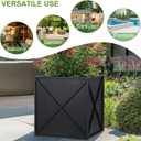 BAYN Metal Square Planter Box Tall Planters for Outdoor Plants Modern Heavy Duty with Drainage Holes for Outside Indoor Patio Deck - Black, 17x 17x 18