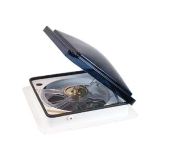 Dometic 7350 Fan-Tastic Vent Roof Fan, Variable Speed Fan, Automatic Dome Lift, Thermostat, Rain Sensor, Remote, Smoke Dome and White Interior