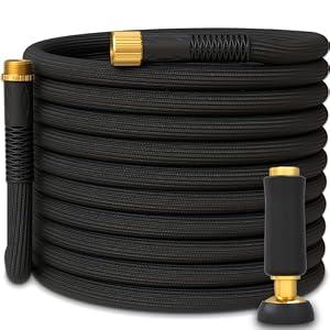TITAN Garden Hose | Flexible, Lightweight, Kink-Free & Durable Hybrid Water Hose with Heavy Duty Brass Connectors & High-Pressure Jet Nozzle (100FT x 5/ 8”)
