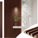 Art3d Slat Wood Wall Paneling for Interior and Ceiling Decoration - Pack of 4pcs + 1pc End-Trim, Size 108 x 5.7in.- Walnut