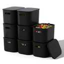 8 Pack Pink Storage Bins with Lids Stackable Storage Container for Organizing, Storage Boxes with Handle for Shelves, Cute Storage Bin for Craft, Snacks, 9.85x6.9x5.7 inch