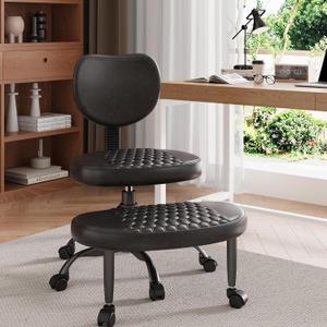 Ergonomic Cross Legged Office Chair with Back Support, 360 Degree Swivel Meditation Chair, Height Adjustable Criss Cross Chair for Yoga, Meditation, ADHD Desk (Black)