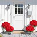 Geraniums Artificial Flowers for Outdoors, 2 Pack Potted Plants Red Faux Geraniums Bush Artificial Topiaries Realistic UV Resistant Fake Flowers Plants for Planters Outside Gardens Front Door Indoor