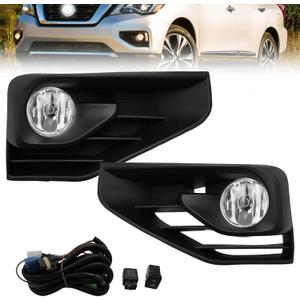 2Pcs Fog Lights Compatible With 2017-2020 Pathfinder Fog Lamps Assembly Clear Lens with Bulbs Switch and Wiring 1 Pair of Fog Lights