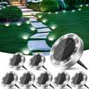 Peasur Solar Lights Outdoor Waterproof, 8 Pack Solar Powered Ground Lights Outdoor, IP68 Waterproof, Anti-Rust, Solar Garden Lights Landscape Lighting for Pathway Yard Lawn Walkway Driveway,Cool White