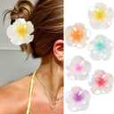 6Pcs Hawaiian Flower Hair Clips! Nonslip Strong Hold for Women, Large Hair Claw Clips for Thick Hair, Plumeria Big Cute Daisy Hair Clips - Must-Have Beach Hair Accessories