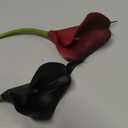 24 Pcs Black Artificial Calla Lily Flowers Fake Black Silk Flowers Real Touch for Wedding Bouquet Office Home Kitchen Decor (Black And Red)