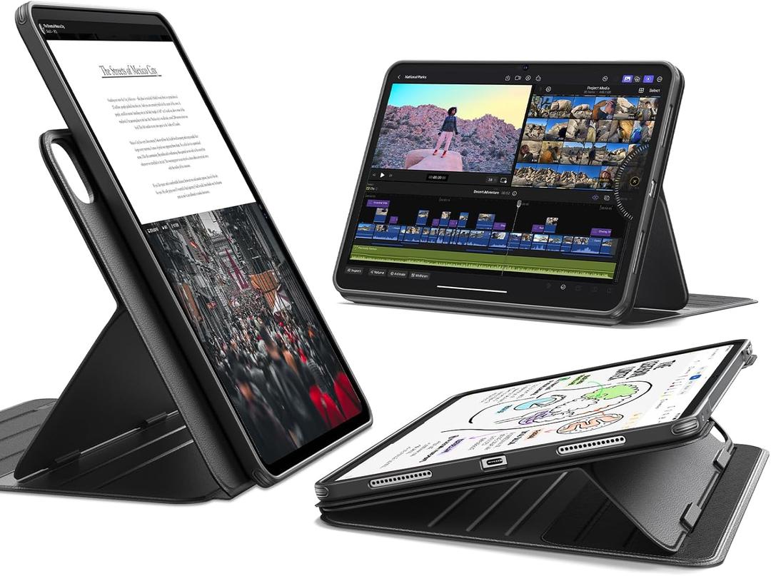 ESR for iPad Pro 13 Inch Case (M5/M4) 2025/2024, Rotating Case with Removable Magnetic Cover, Adjustable Portrait/Landscape Stand, 9 Standing Angles, Shift Series, Black