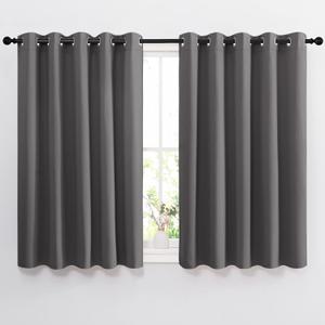NICETOWN Bedroom Blackout Curtains Panels - Window Treatment Thermal Insulated Solid Grommet Blackout for Living Room (Set of 2, 66 by 54 Inch, Grey)