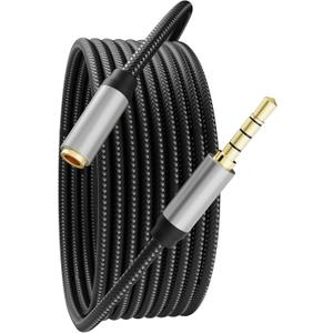 Audio Mic Extension Cable 1.5Ft,3.5mm Aux Headphone Extender 4-Pole Jack Plug Extension Lead Stereo Male to Female Braided Cord for Headset,Laptop,Phone,Switch Lite,Car,PS4,Xbox and more(1.5Ft/0.5M)