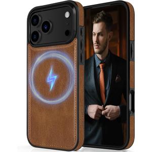 LOHASIC for iPhone 17 Pro Max Case, Compatible with MagSafe Premium PU Leather Strong Magnetic Classic Style Soft Back Cover Protective Cases 6.9 inch 2025, Brown