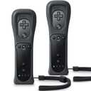 TIANHOO 2 Pack Remote Controller for Wii & Wii U, with Silicone Case and Wrist Strap (Black)