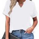PYGFEMR Womens Summer Tops Short Sleeve V Neck Casual T-Shirts 2025 Business Dressy Ladies Trendy Shirt White 2XL (White, XXL)