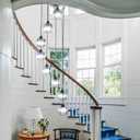 High Ceilings Long Chandeliers Modern Crystal Long Pendant Light,Long Raindrop Hanging Chandeliers,Hanging Flush Mount Chandelier Ceiling Light for Staircase Foyer Entryway 8 Lights